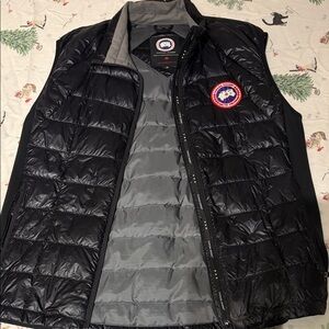 Canada Goose Black Quilted Down Vest with Grey Interior Patch Logo